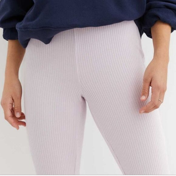 NWT Aerie Lavender Kick-It Ribbed High Waisted Super Flare Pants Large - Picture 5 of 11